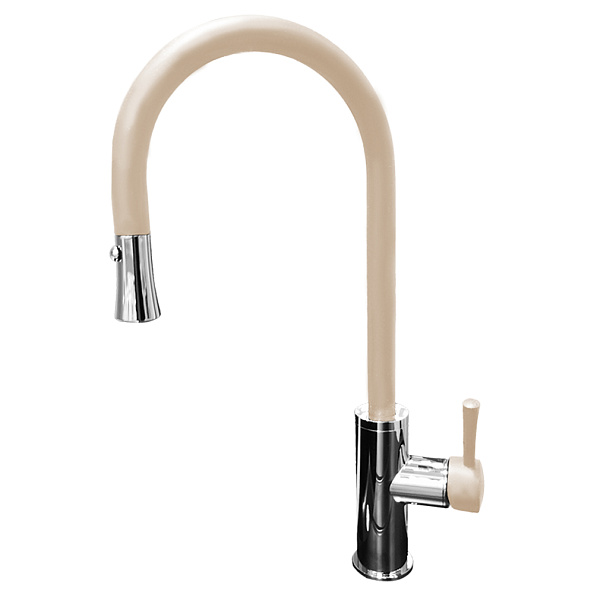 Смеситель для кухни с выдвижным изливом GranFest 7652, топаз