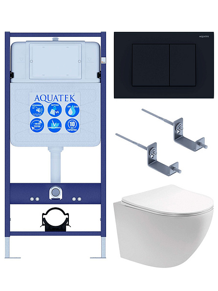 SET AQUATEK ЕВРОПА-012 4в1 (рама AQUATEK Standard INS-0000012 с клавишей KDI-0000012 и крепежом KKI-0000002+унитаз AQ1901-00 с тонким сиденьем sc)