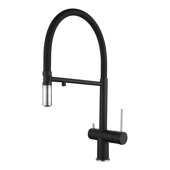 Смеситель для кухни с подключением фильтра Rivelato Adria 1523517, черный/хром