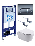 SET AQUATEK ЕВРОПА New-050 4в1 (рама AQUATEK INS-0000025 +крепление KKI-0000002 +кнопка KDI-0000050 +унитаз AQ1106L-00 +тонкое сиденье с механиз)