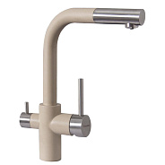 Смеситель для кухни с выдвижным изливом и подключением фильтра Florentina КРИСТАЛЛ 333.32H.2123.202, шампань