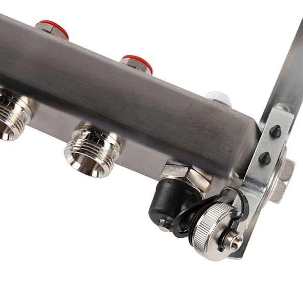Коллектор Rommer 1"x3/4" на 11 контуров с запорными клапанами (нерж. сталь) (RMS-3201-000011)