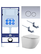 SET AQUATEK ЕВРОПА-019 4в1 (рама AQUATEK Standard INS-0000012 с клавишей KDI-0000019 и крепежом KKI-0000002+унитаз AQ1901-00 с тонким сиденьем sc)