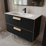 Тумба с раковиной подвесная (100см) Terminus Noto NOT101002099901O, черный soft touch