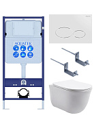 SET AQUATEK КЛАССИК-071 4в1 (рама AQUATEK Standard INS-0000012 +крепеж KKI-0000002+кнопкаKDI-0000071+унитаз КЛАССИК AQ1111-00 с крышкой)