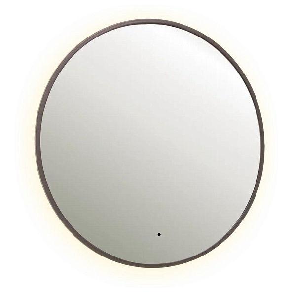 Зеркало Dreja SHINE 80х80 см, метал. рама, графит, беск. сенсор,  LED-подсветка, диммер