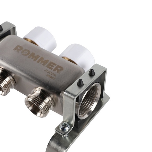 Коллектор Rommer 1"x3/4" на 2 контура с запорными клапанами (нерж. сталь) (RMS-3200-000002)