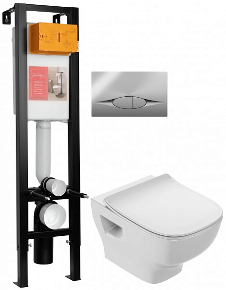 Комплект унитаз с инсталляцией, кнопкой и сиденьем микролифт Jacob Delafon Struktura E21754RU-00