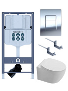 SET AQUATEK СИРИУС PNN-02 (рама INSP-0000002+крепёжKKI-0000002+ клавиша PNN-0000002 + унитаз AQ1582T-00 СИРИУС TORNADO с тонким сиденьем soft-close)