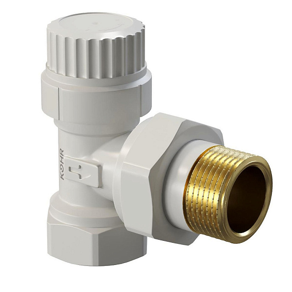 Вентиль термостатический Kohr 3/4" угловой, белый (KTC 0034W)