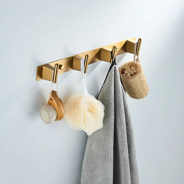 Планка с 4 крючками  Shevanik SG5741G, золотой сатин