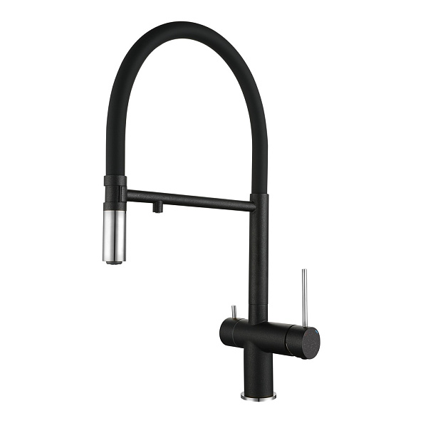 Смеситель для кухни с подключением фильтра Rivelato Adria 1523517, антрацит/хром