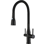 Смеситель для кухни с гибким изливом и подключением фильтра GAPPO G4399-66, черный