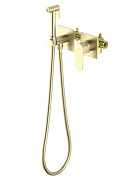 AQ1220BG ОБЕРОН комплект для гигиенического душа встроенный 2 отв. (смеситель + гигиеническая лейка + шланг), шлиф. золото