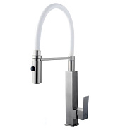 Смеситель для кухни с гибким изливом FASHUN A54102-8, сатин/белый