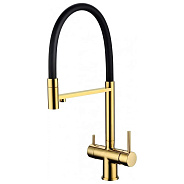 Смеситель для кухни с гибким изливом Grocenberg GB4099GO, золото