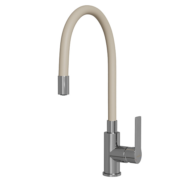 Смеситель для кухни 35к MIXLINE МЛ35-095(ML35-095) гибкий излив, б/отв, боковая, бежевый (556591)