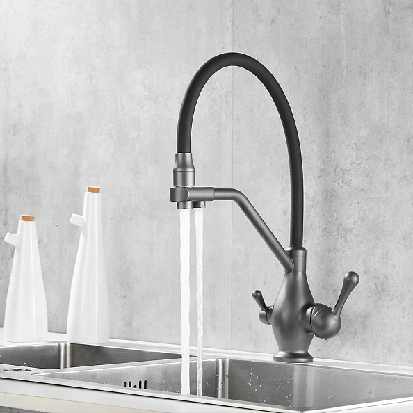 Смеситель для кухни Rose R858Y, пепельный