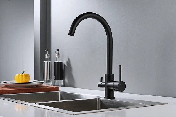 Смеситель для кухни с подключением фильтра Shevanik S128H, черный