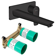 71734670S Set HG Talis E смеситель для раковины из стены излив 225 мм (71734670+13622180), матовый черный