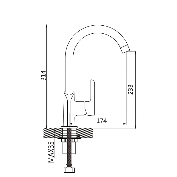 Смеситель для кухни Shevanik S6053F, белый/хром