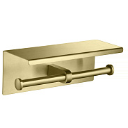 AQ4909BG ОБЕРОН бумагодержатель двойной с полкой, шлиф. золото