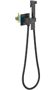 AQ1022MB ЛИБРА комплект для гигиенического душа встроенный (смеситель + гигиеническая лейка + шланг), матовый черный
