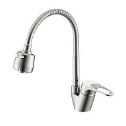 Смеситель Splenka S202.47.05 для кухни 2-х режимный гибкий поворотный излив, сатин