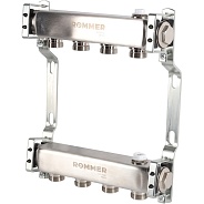 Коллектор Rommer 1"x3/4" на 4 контура для радиаторной разводки (нерж. сталь) (RMS-4401-000004)