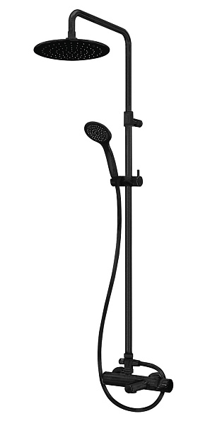 Душевая колонна со смесителем для ванны, верхним и ручным душем Cezares Czr, черный матовый (CZR-B-CVD-NOP)