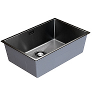 Мойка подст.монтаж MIXLINE ПРО 65х44 (3,0) вып 3 1/2" 22см с сифоном (черный графит НАНО декор) (557736)