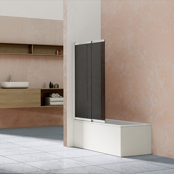 Стеклянная шторка на ванну Vincea 1000х1450 мм, стекло тонированное, каркас хром (VSB-1E100CG)