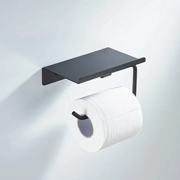 Держатель для туалетной бумаги с полочкой Shevanik SG5705H-1, черный