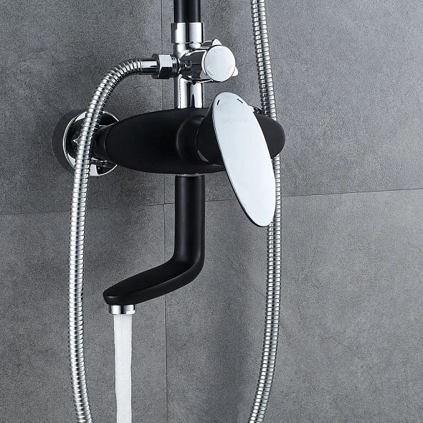 Душевая система Shevanik S9836H, черный/хром