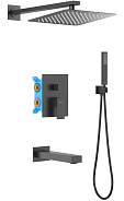 AQ1673MB ЛИБРА Set 4 в 1 душевой комплект 3 режима, матовый черный