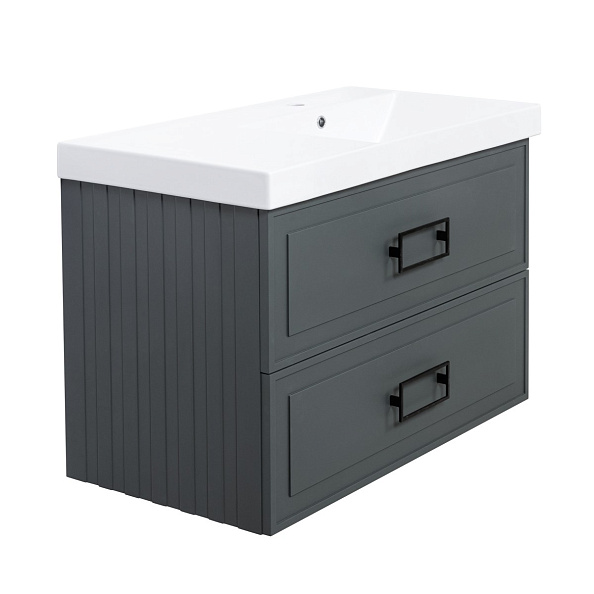 Тумба под раковину подвесная La Fenice Cubo TWIN FNC-01-CUB-G-90-2, серо-зеленая