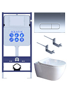 SET AQUATEK ПОЛАРИС (рама AQUATEK Standard INS-0000012+унитаз ПОЛАРИС AQ0700-01 с тонким сиденьем soft-close+ крепеж KKI-0000002 +панель KDI-0000016)