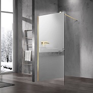 Душевая перегородка Vincea Walk-In (VSW-1H100MRG) 1000х2000 мм, матовый золотой, стекло зеркальное