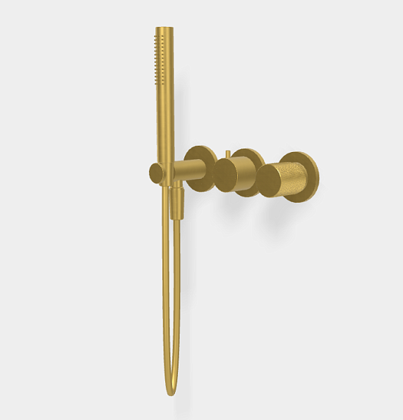 Смеситель для душа Fima Carlo Frattini Spillo Tech, G Collection, на 2 потребителя, брашированное золото (F3049TWX8GOS)