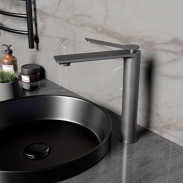 Смеситель для раковины Vincea Verse VBF-2VE2GM однорычажный, вороненая сталь