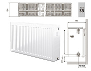 Стальной панельный радиатор PRADO Universal U33 400х1800 с нижним подключением