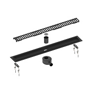 Душевой лоток TIMO Drain System 700 с вставкой "lines", Чёрный (DS230107/03)
