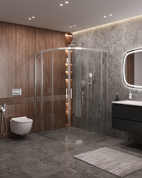 Душевой уголок Cezares Molveno 120x110x195 мм, полукруглый, хром (MOLVENO-RH-22-120/110-C-Cr-IV)