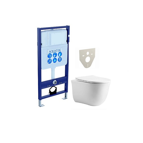 SET AQUATEK КЛАССИК cm (рама AQUATEK Standard INS-0000012(без клавиши и крепежа)+унитаз КЛАССИК AQ1112-00 с тонким сиденьем soft-close