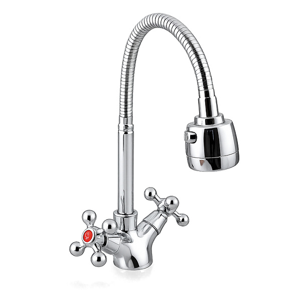 Смеситель для кухни с гибким изливом и режимом душ FRAP F4319, хром