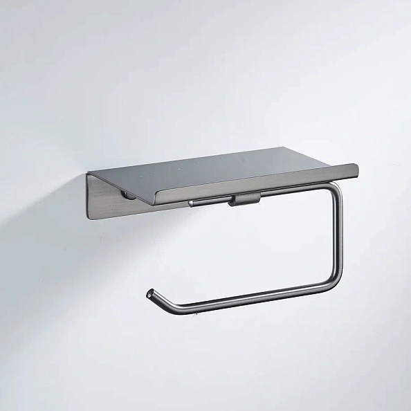 Держатель для туалетной бумаги с полочкой Shevanik SG5705T-1, оружейная сталь