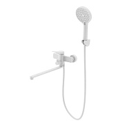 Смеситель Splenka S54.22.08 для ванны и душа универсальный поворотный излив 35 см, белый