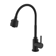 Смеситель Splenka S201.47.06 для кухни 2-х режимный гибкий поворотный излив, черный