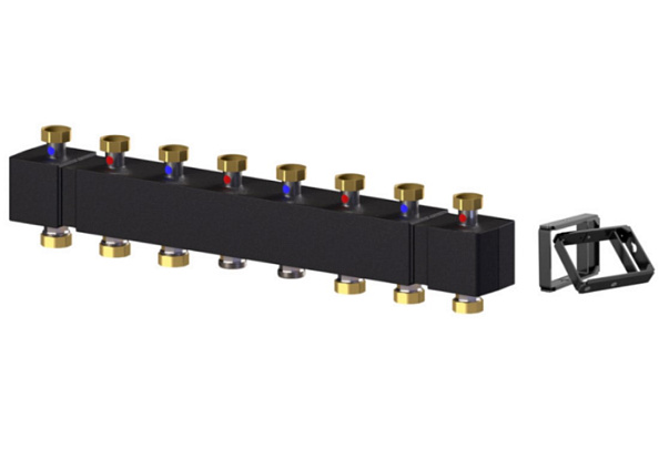 Коллектор распределительный Meibes до 7 насосных групп нержавеющая сталь (с комплектом кронштейнов) (M66301.941RU)