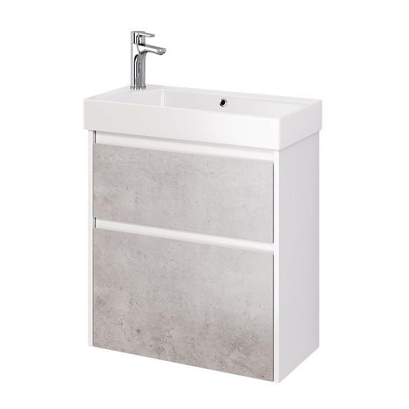 Тумба под раковину подвесная Dreja Slim 65 см, белый/бетон